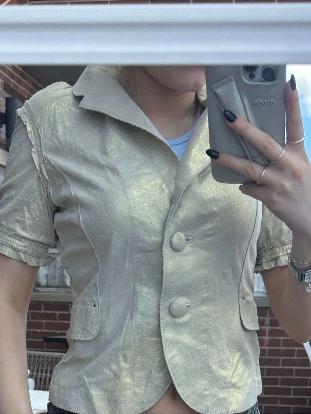 Classic Gold Short-Sleeve Blazer